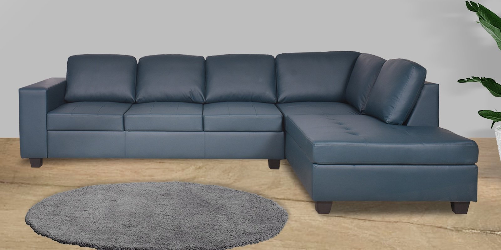 Urel LHS 3 Seater Sectional Sofa in Blue Colour